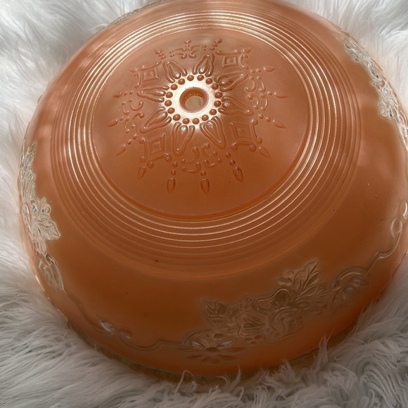 Vintage Art Deco Pink Frosted Glass Light Fixture Cover Floral - Picture 5 of 6